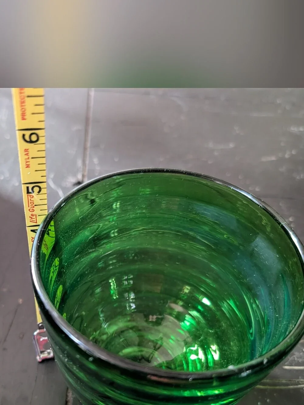 Vintage Mid-Century Florist Emerald Green Beehive Glass Vase Planter Bowl Decor